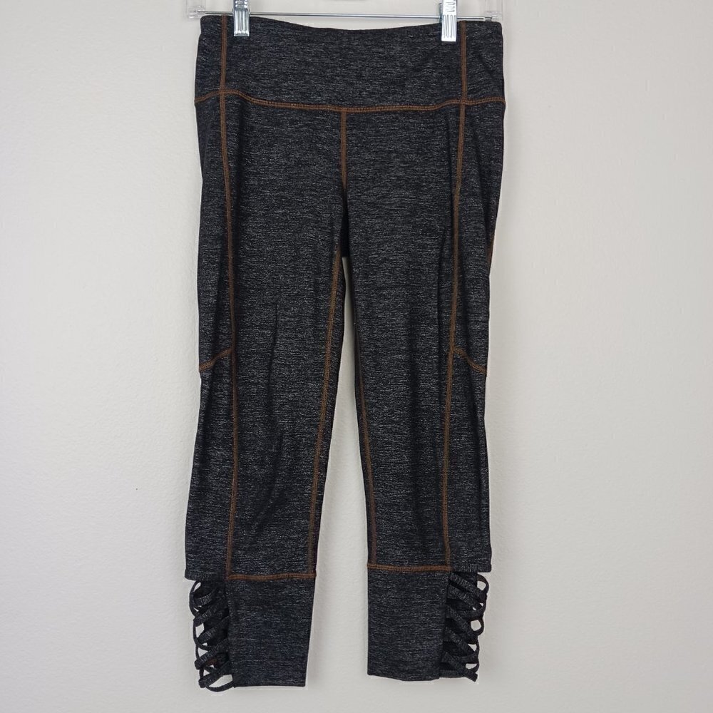 ATHLETA cropped leggings women's size S heather gray mid-rise inner pocket